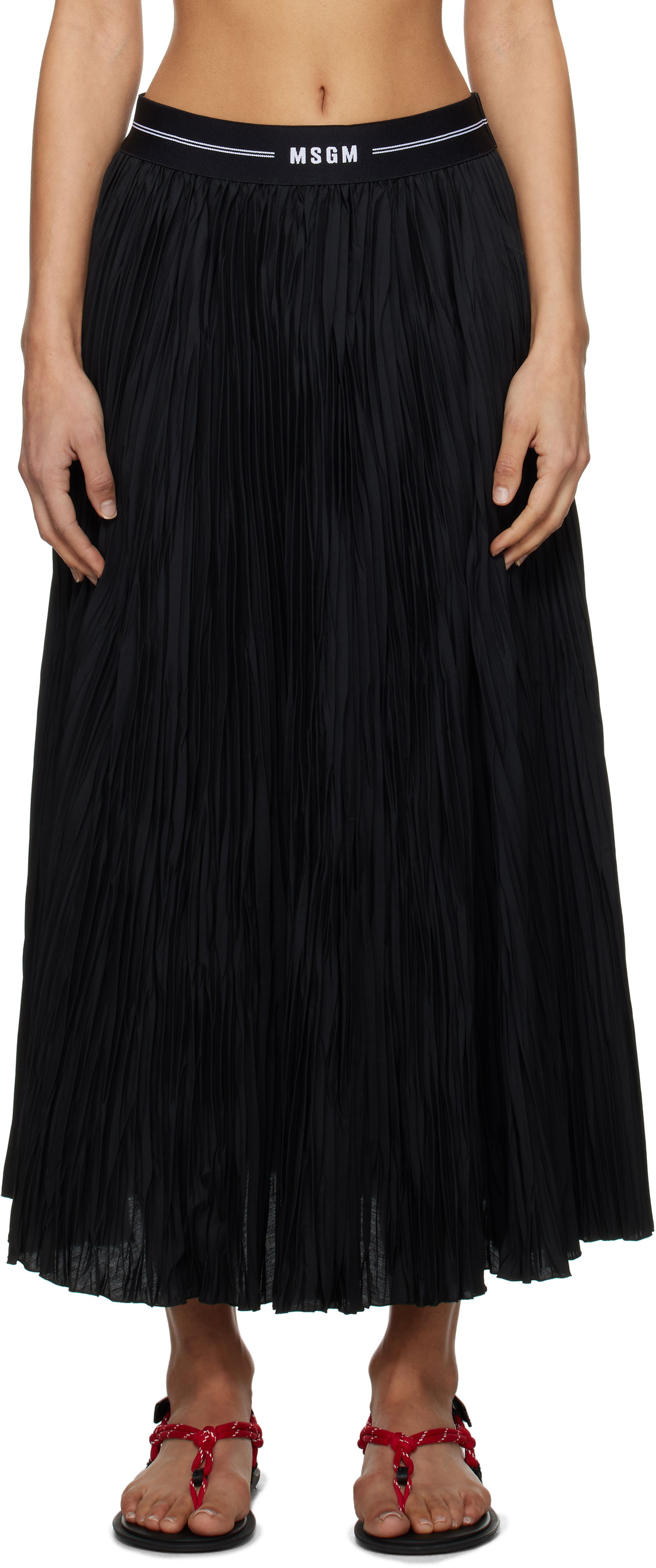 Krila MSGM MSGM Pleated Midi Skirt Črna | 3841MDD29P 257264, 0