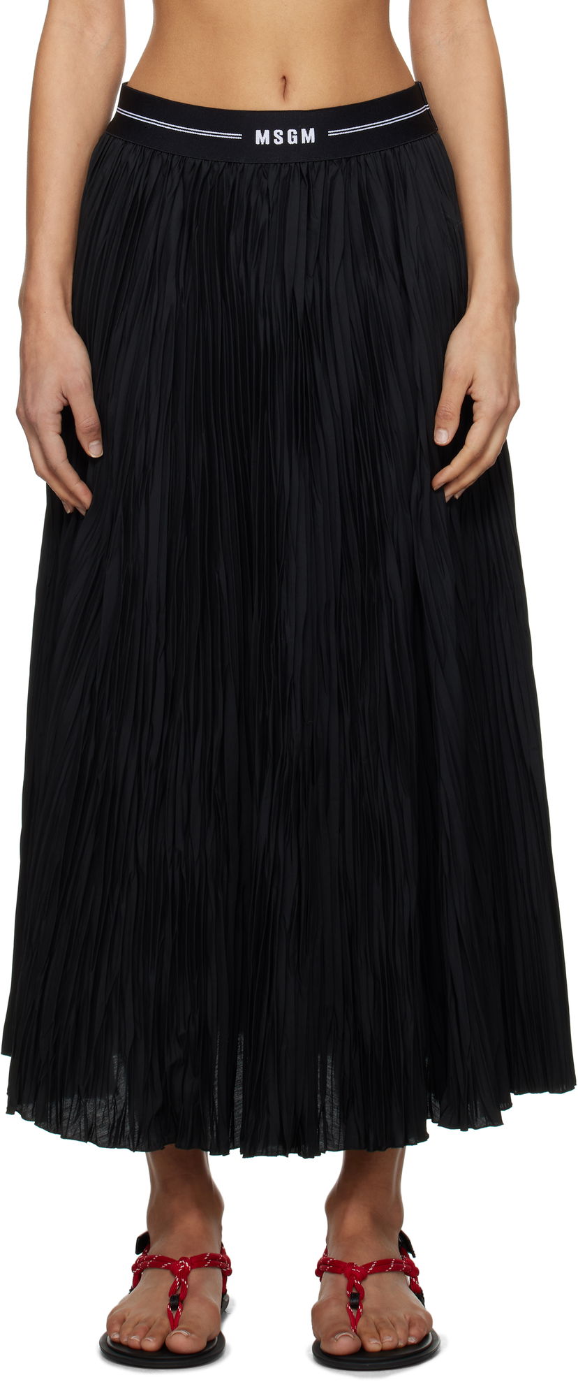 Krila MSGM MSGM Pleated Midi Skirt Črna | 3841MDD29P 257264
