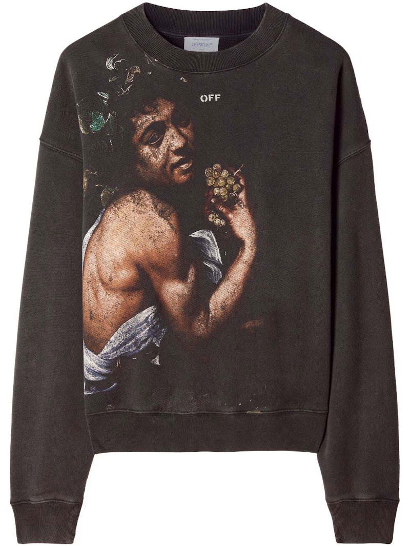 Pulover Off-White Bacchus Cotton Sweatshirt Brown/Print Črna | OMBA054F23FLE0141084, 0