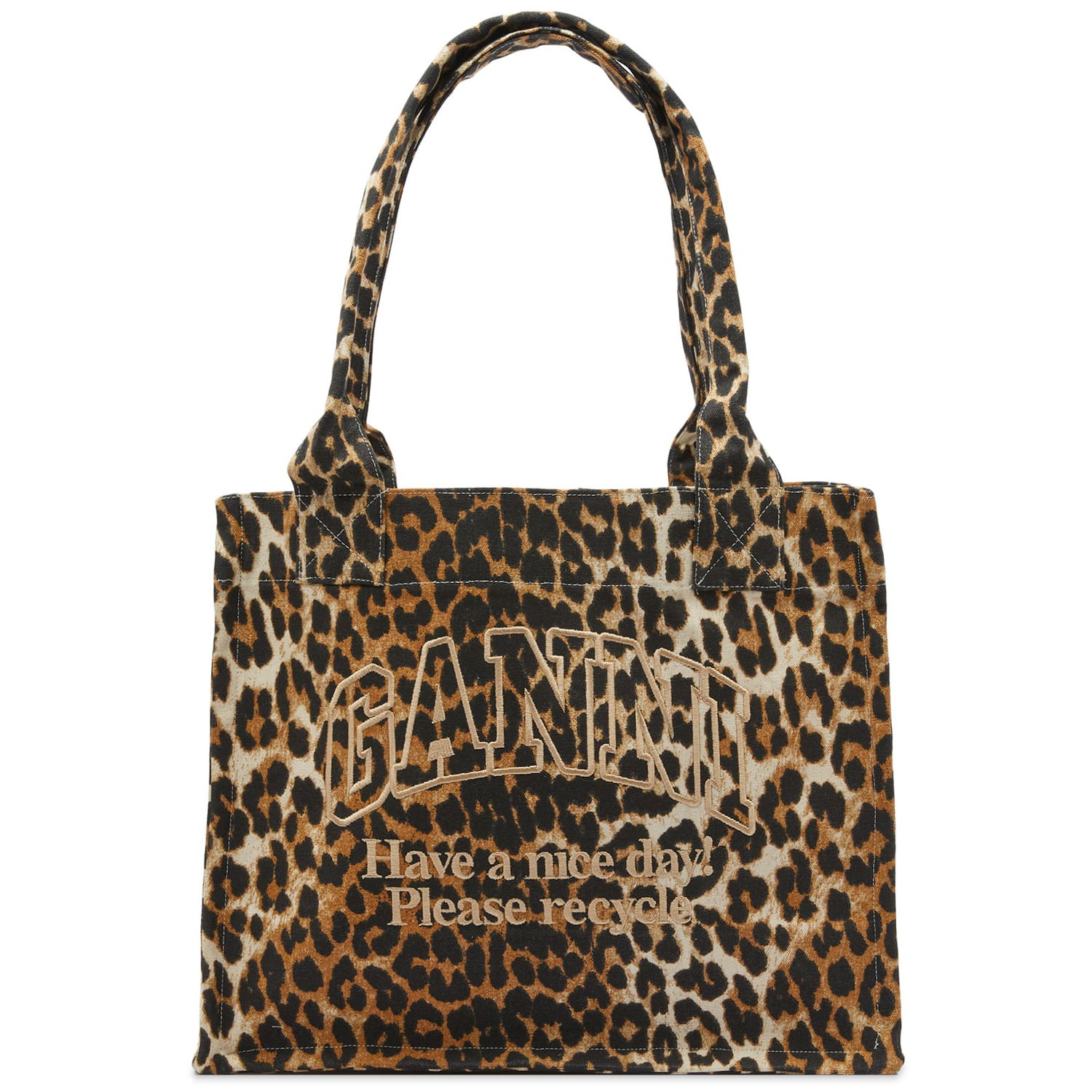 Tote bag GANNI Leopard Print Easy Shopper Tote Bag Rjava | A5807-943, 0