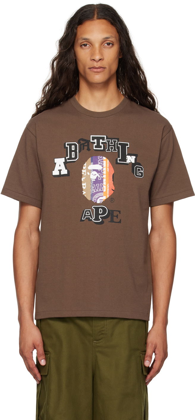 Majica BAPE BAPE Brown Fans Scarf College T-Shirt Rjava | 001TEK301323M