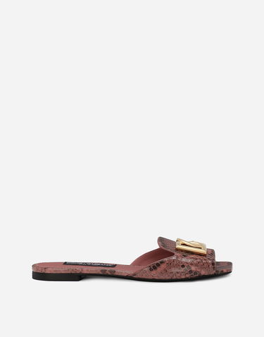 Modni dodatki Dolce & Gabbana Dolce & Gabbana Python Skin Slides with DG Buckle Roza | CQ0593A2Y688H415, 0