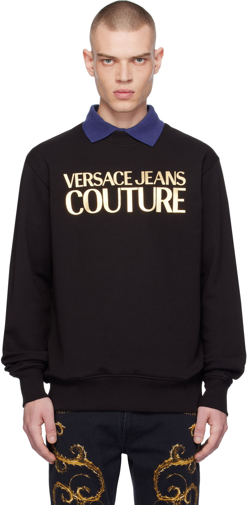 Pulover Versace Couture Logo Sweatshirt Črna | E77GAIT05_ECF00T