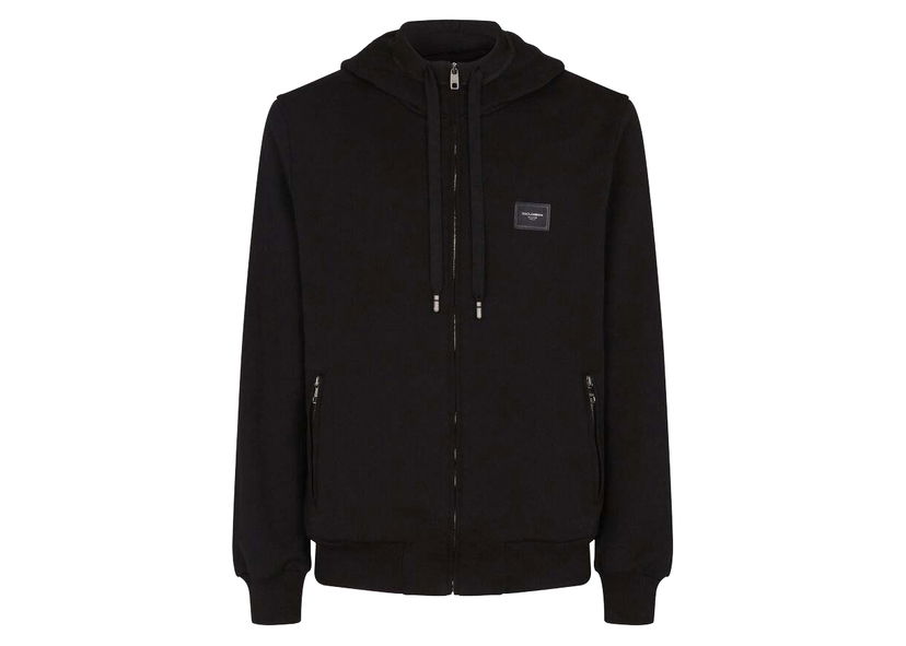 Pulover Dolce & Gabbana Jersey Zip Up Hoodie Black Črna | G9PD2TFU7DUN0000