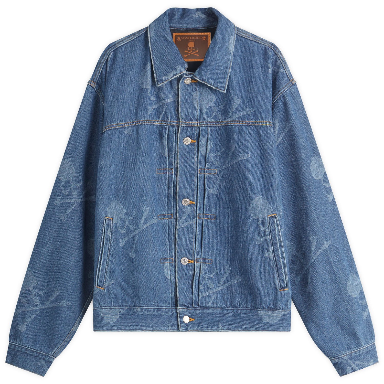 Jakna Mastermind WORLD Mastermind World Monogram Denim Jacket, Size M Modra | MW25S14-BL001-000, 0