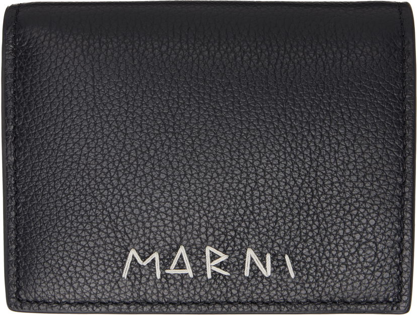 Denarnica Marni Marni Mending Embroidery Leather Bifold Wallet Črna | PFMI0098U0 P6533