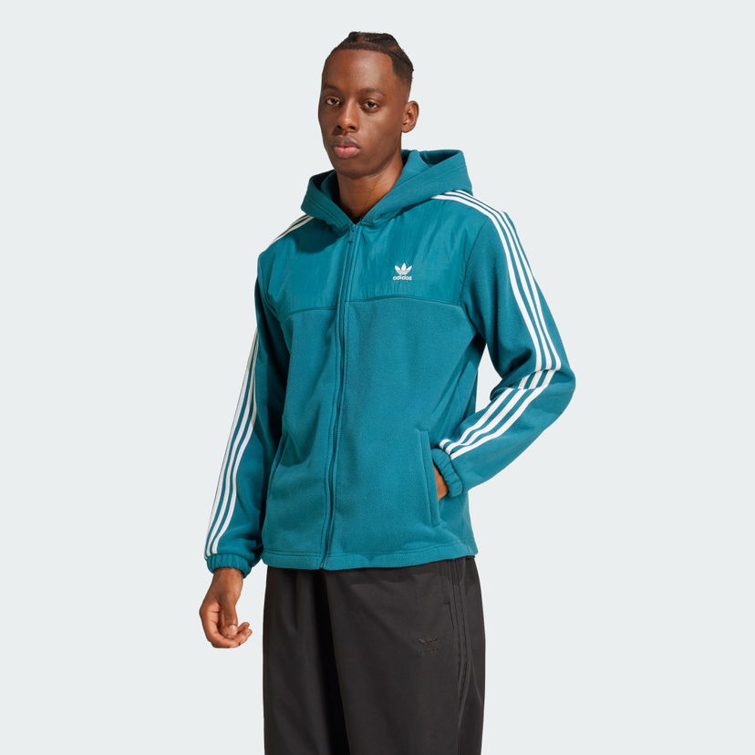 Pulover adidas Performance Adicolor 3-Stripes Teddy Fleece Hoodie Zelena | IZ2488