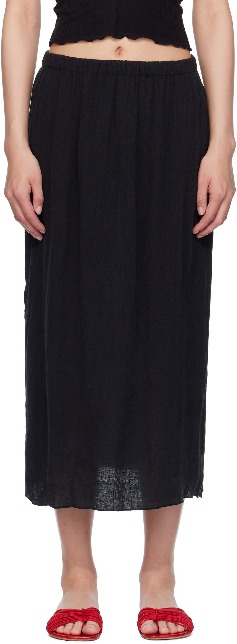 Krila Baserange Baserange Folio Midi Skirt Črna | SKFO-LC-SU25