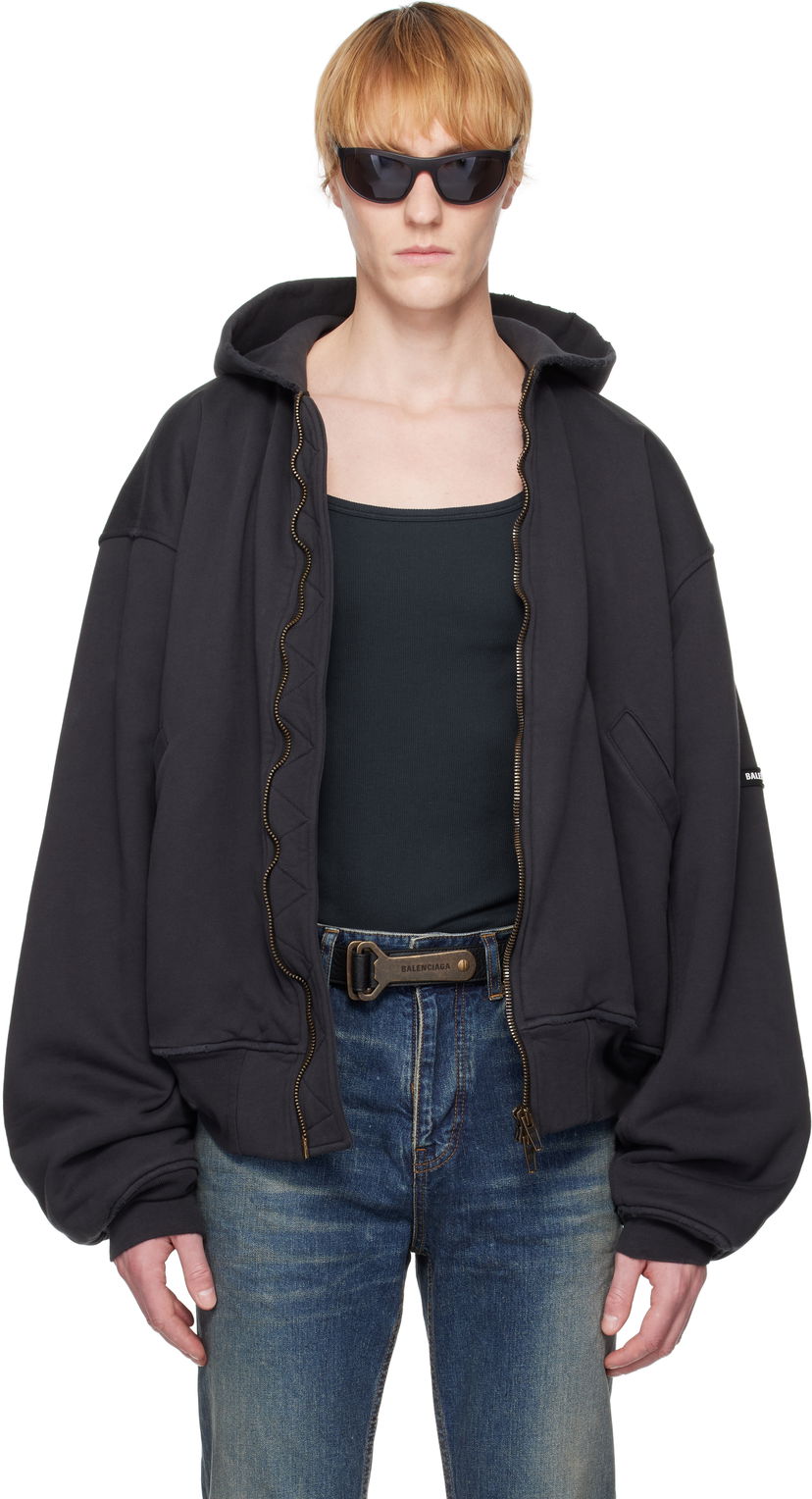 Bomber jakna Balenciaga Balenciaga Hooded Bomber Jacket Črna | 803303TRVX3