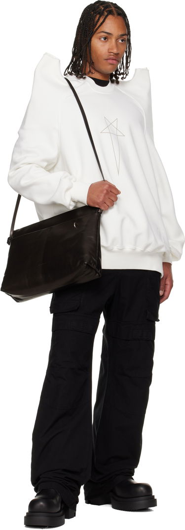 Pulover Rick Owens Concordians Tecsweat Padded Shoulder Sweatshirt Bela | DU02E7272 FEP3, 3