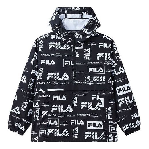 Vetrovka FILA Logo Print Loose Fit Hooded Jacket Črna | F11M934708F-PT
