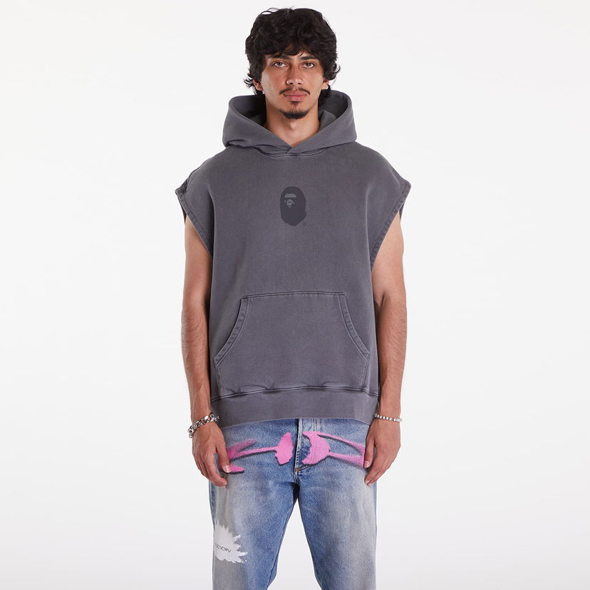 Pulover BAPE A BATHING APE Bape Sleeveless Pullover Hoodie Charcoal Siva | 001PPJ801055ICHA
