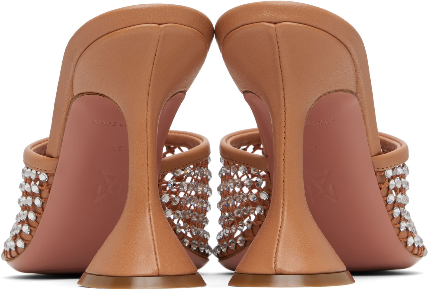 Nega čevljev Amina Muaddi Amina Muaddi Lupita Crystal Net Heeled Sandals Bež | LUPITA CRYSTAL NET SLIPPER 95, 1