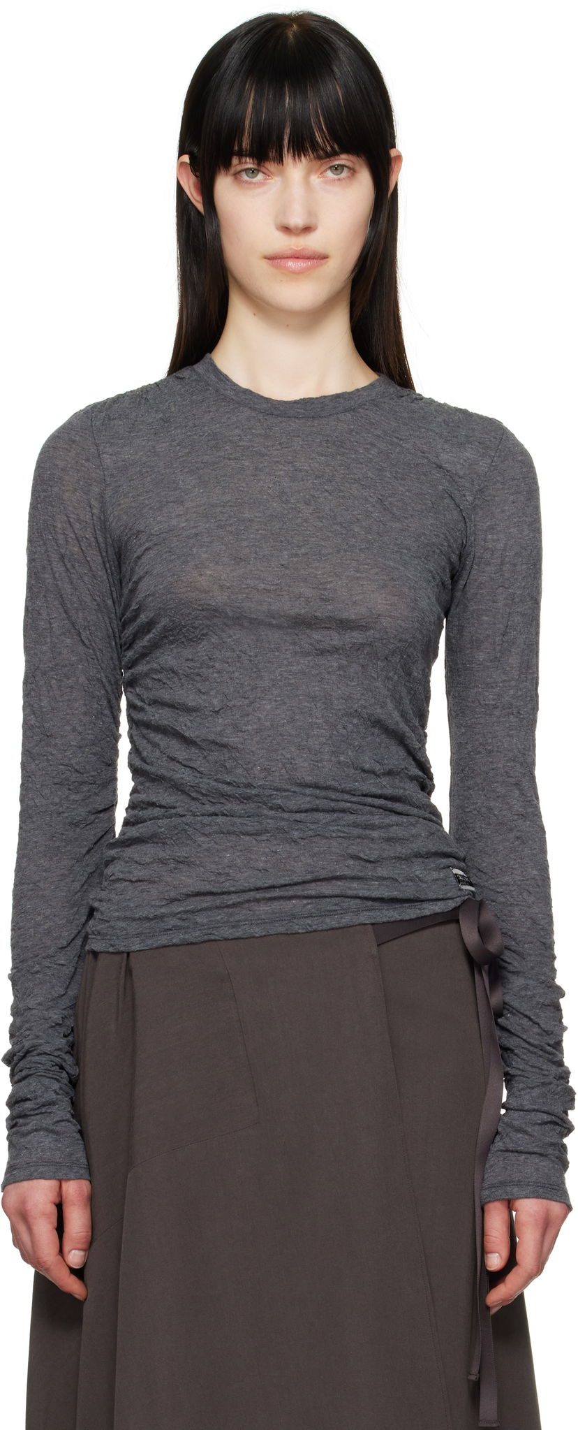 Srajce OUR LEGACY Our Legacy Strain Slim Long Sleeve T-Shirt Siva | W2256A4