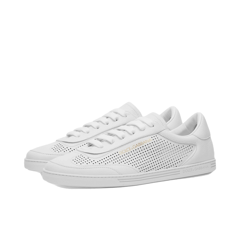 Superge in čevlji Dolce & Gabbana Saint Tropez Perforated Leather Sneakers Bela | CS2256AR837-89642