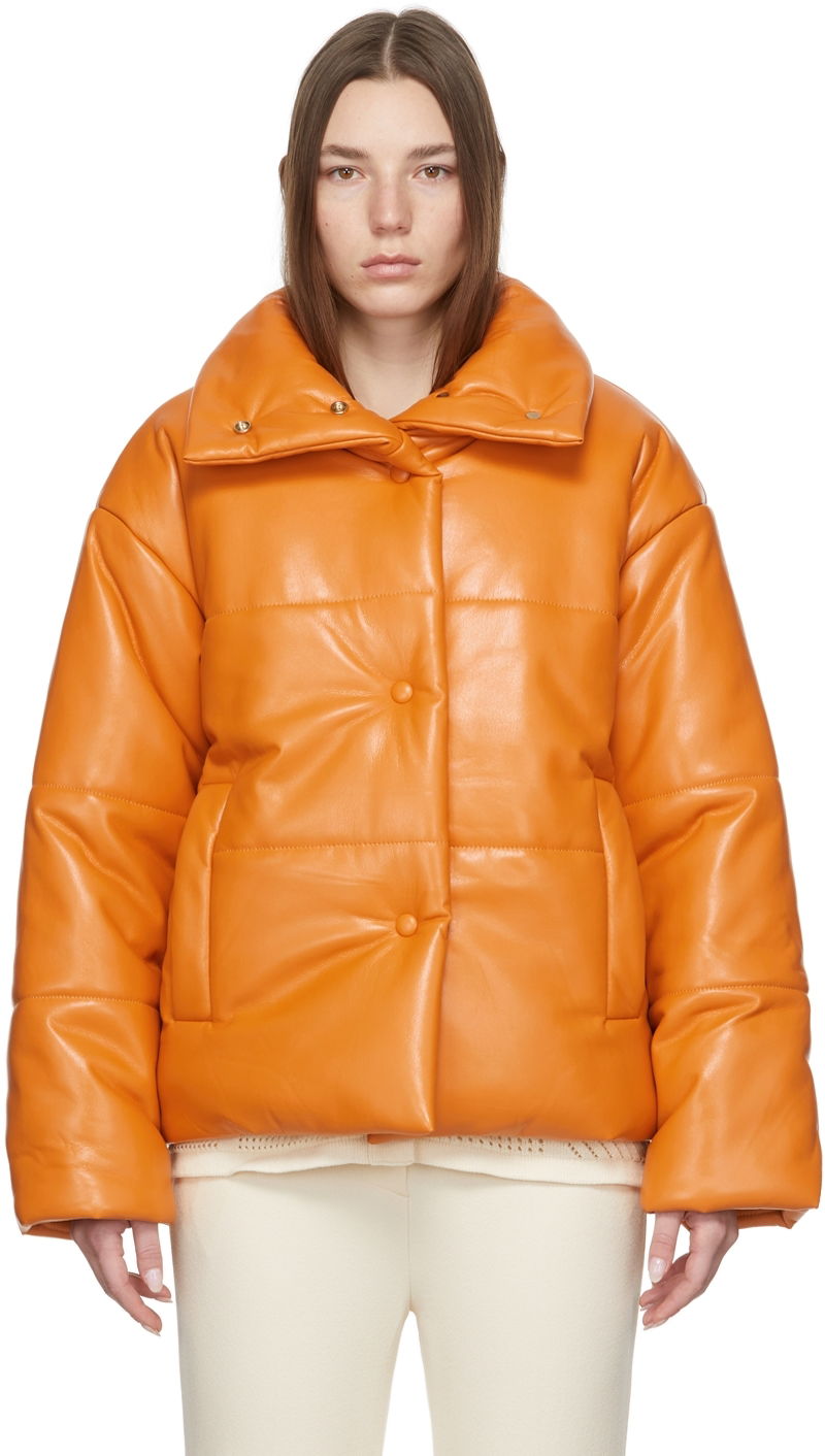 Puhovka Nanushka Hide Puffer Vegan Leather Jacket Oranžna | NW22RSOW00217