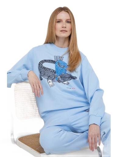 Pulover Lacoste x Netflix Loose Fit Organic Cotton Sweatshirt Modra | SF7564