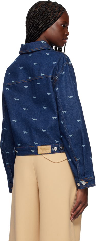 Bomber jakna MAISON KITSUNÉ Maison Kitsuné Zipped Cropped Denim Jacket Modra | OW02104WD4014, 2