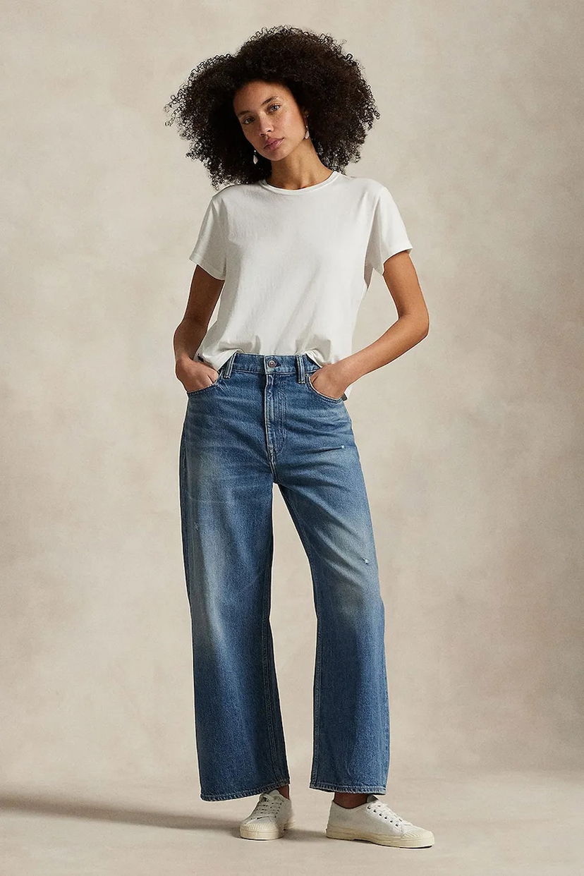 Kavbojke Polo by Ralph Lauren Polo Ralph Lauren High Waist Wide Leg Ankle Crop Jeans Modra | 211969377
