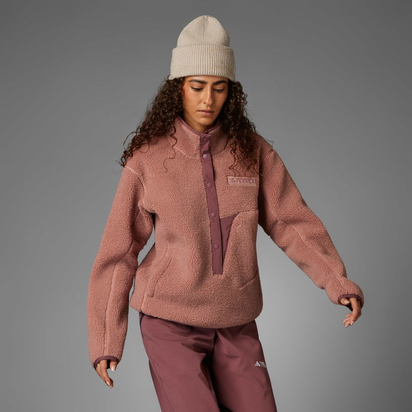 Pleteni pulover adidas Performance Terrex Xploric High Pile Fleece Pullover Roza | JF9065