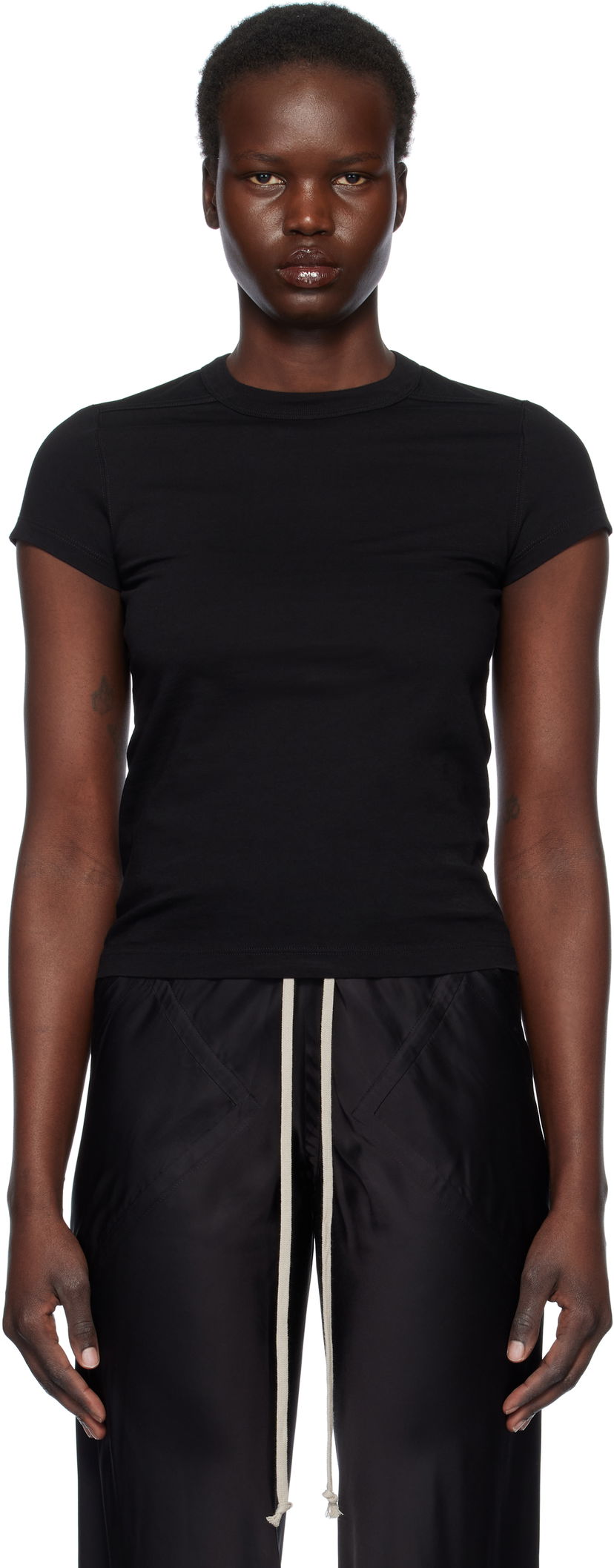 Majica Rick Owens Rick Owens Hollywood Cropped Level T-Shirt Črna | RP01E7235 JA