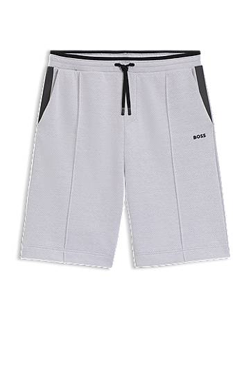 Kratke hlače BOSS Relaxed Fit Quilted Jacquard Shorts Siva | 50543146