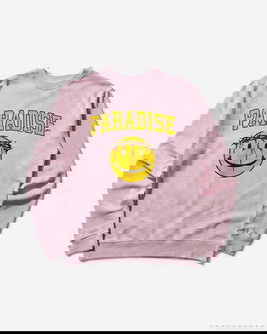 Pulover PARADIS3 Smiley Jesus Crewneck Sweatshirt Roza | PASMILEYCREW 2, 1