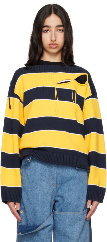 Pleteni pulover Charles Jeffrey Loverboy Charles Jeffrey LOVERBOY Slash Stripe Knit Sweater Mornarica | 54091302, 0