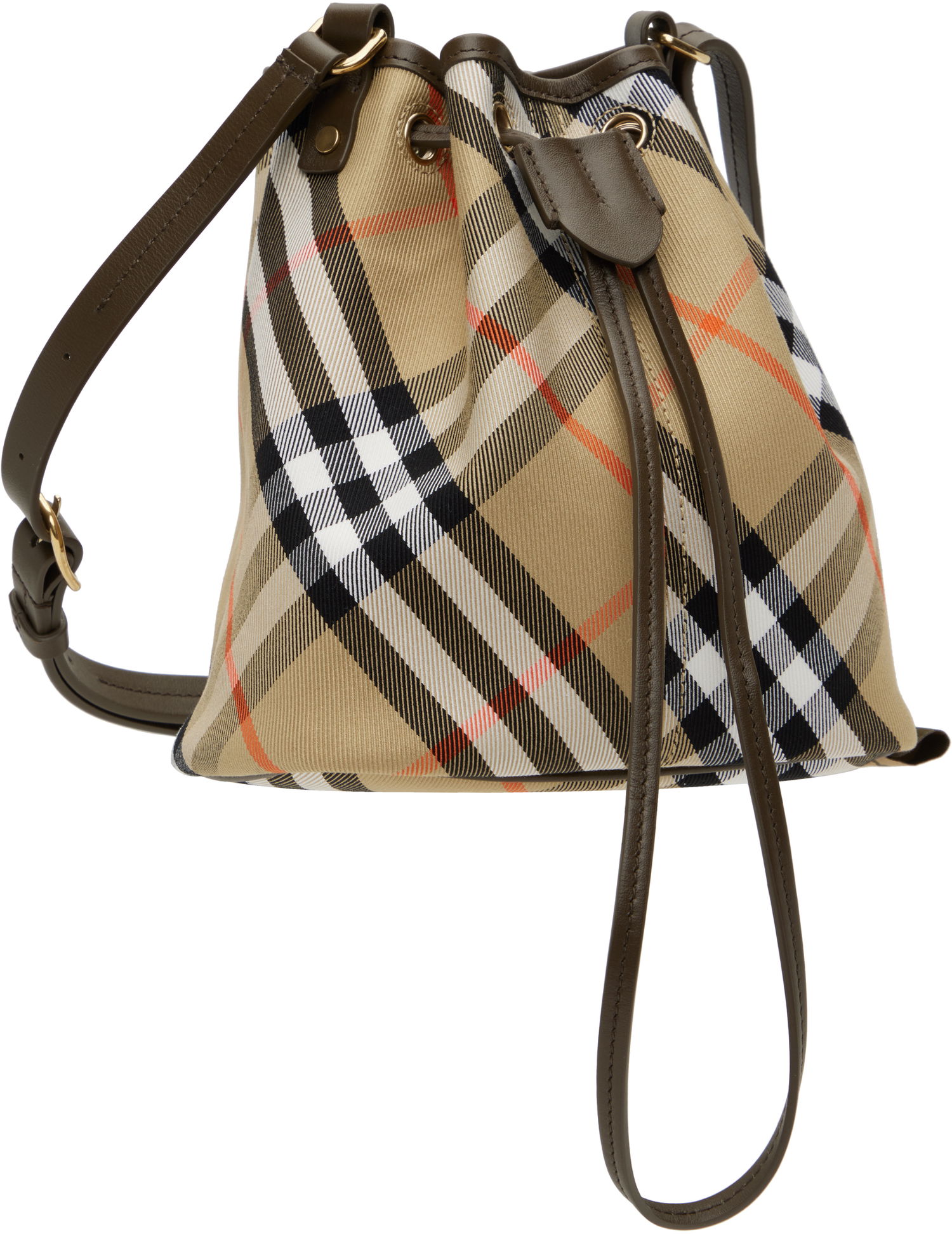Torba za čez ramo Burberry Drawstring Check Bag Bež | 8093804, 1