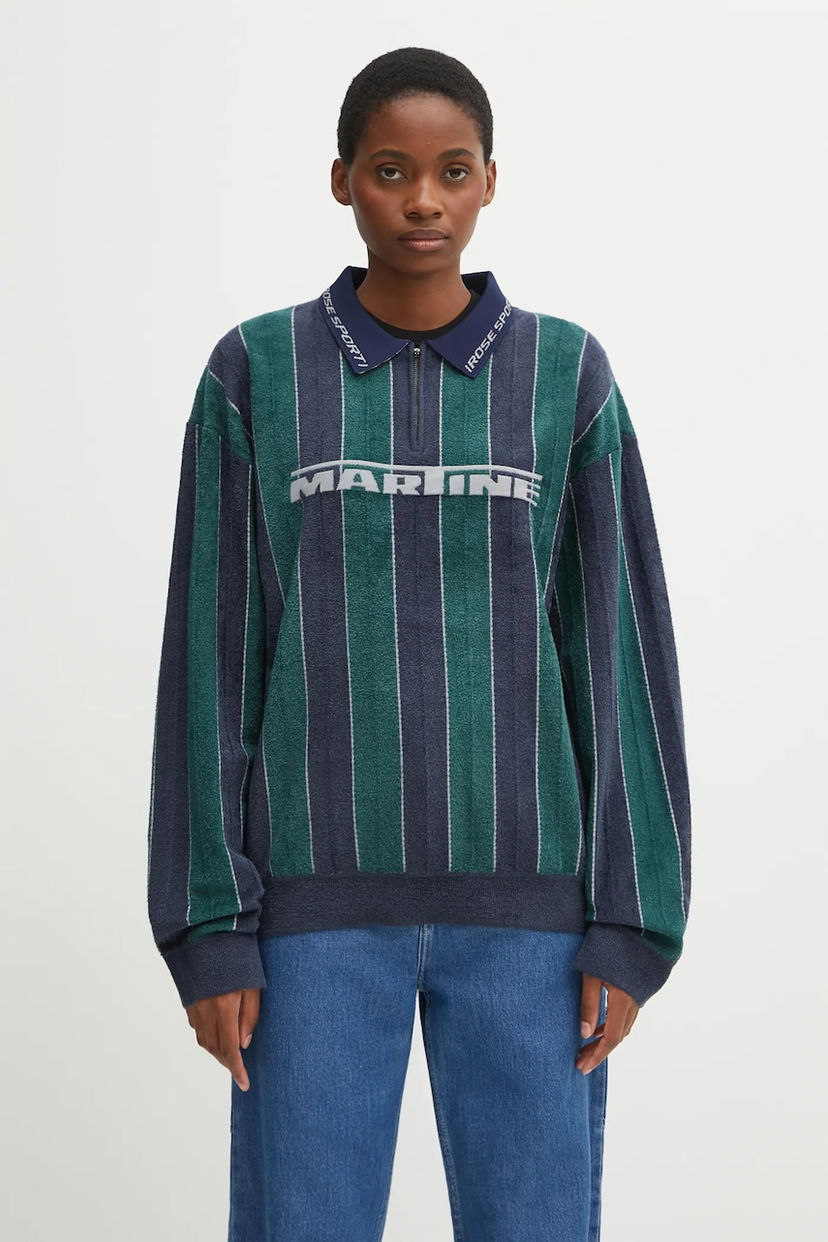 Pulover Martine Rose Martine Rose Sporty Logo Striped Long-Sleeved Polo Sweatshirt Večbarvna | 981YA20407