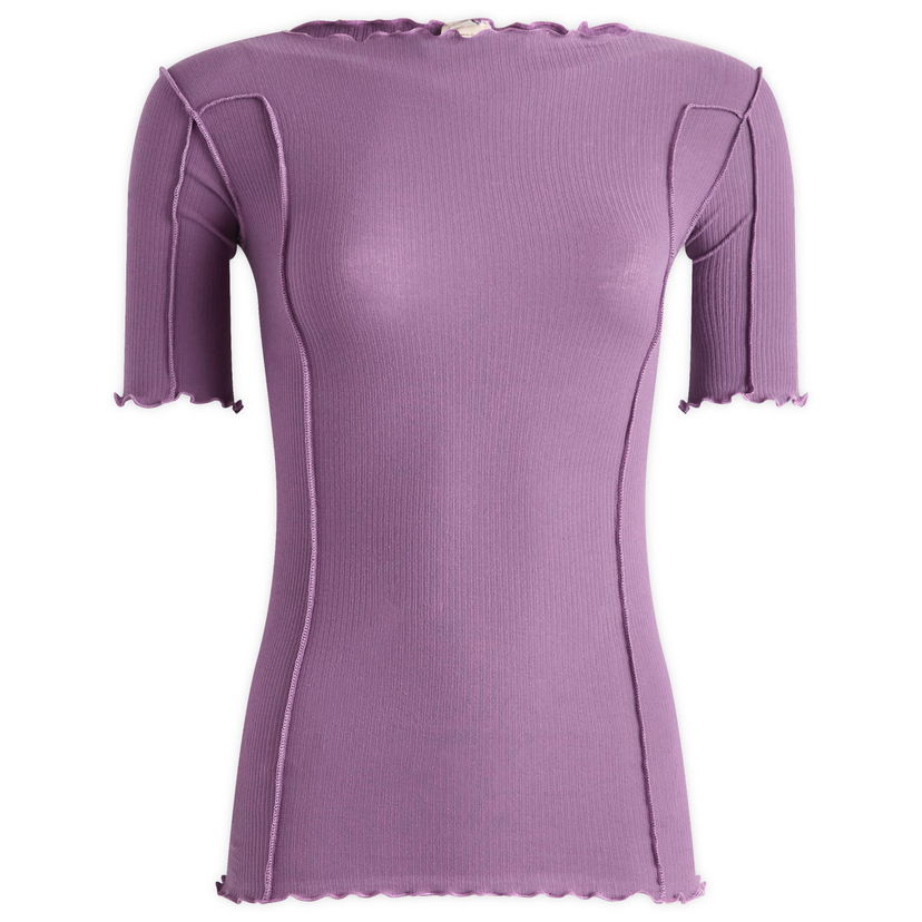 Majica Baserange Baserange Omato Lettuce Edge Ribbed T-Shirt, Size L Lila | TTOM3-CR-AU25-PUR