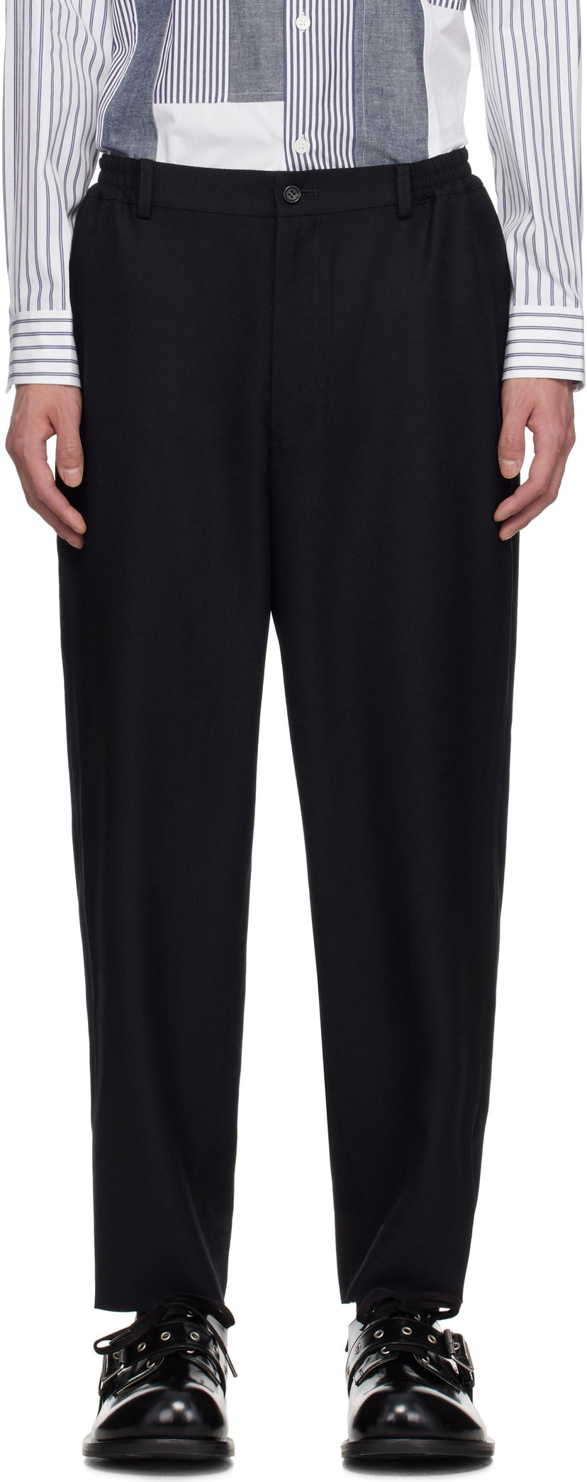 Hlače Comme des Garçons Homme Deux Kersey Wool Trousers Črna | DO-P027-051