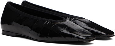 Nega čevljev TOTEME TOTEME Minimalist Croco-Embossed Ballerina Flats Črna | 253-WAS0218-LE0153, 3