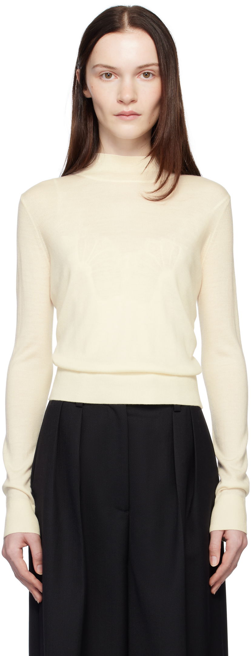 Pleteni pulover Anine Bing Anine Bing Monique Long Sleeve Sweater Bež | A-09-10130-IVY26