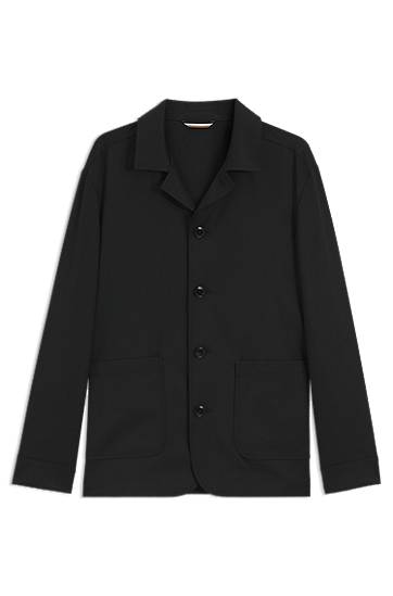 Jakna BOSS Relaxed Fit Virgin Wool Serge Overshirt Črna | 50545907
