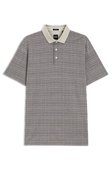 Polo majica BOSS Grid Pattern Mercerized Cotton Polo Shirt Bež | 50543402