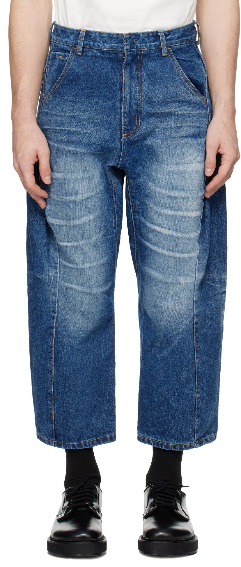 Kavbojke ADER ERROR Faded Wide Leg Jeans Modra | BN01FWJE0101BL