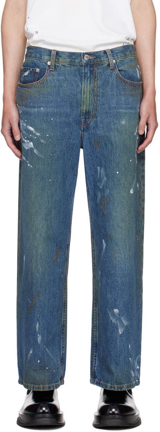 Kavbojke Helmut Lang Wide Leg Painted Jeans Modra | O05DM204