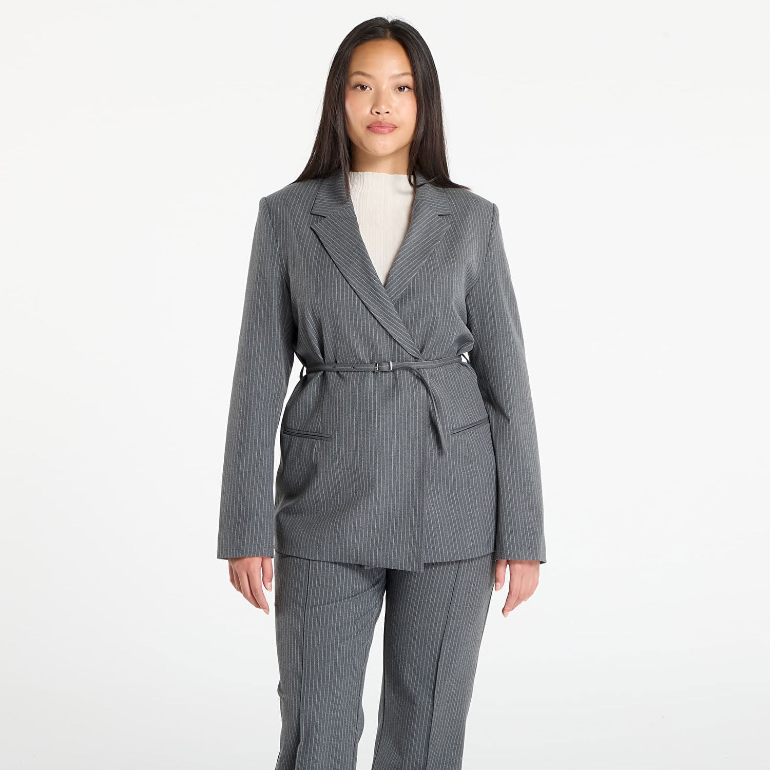 Jakna Samsoe Samsoe Samsøe Samsøe Salot Pinstripe Blazer with Belt Siva | F25300119_CLR002319, 0