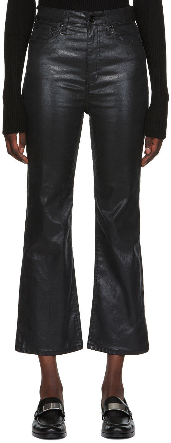 Kavbojke rag & bone Women's Casey Bootcut Coated Jeans Črna | WDD22F2917SGBL, 0