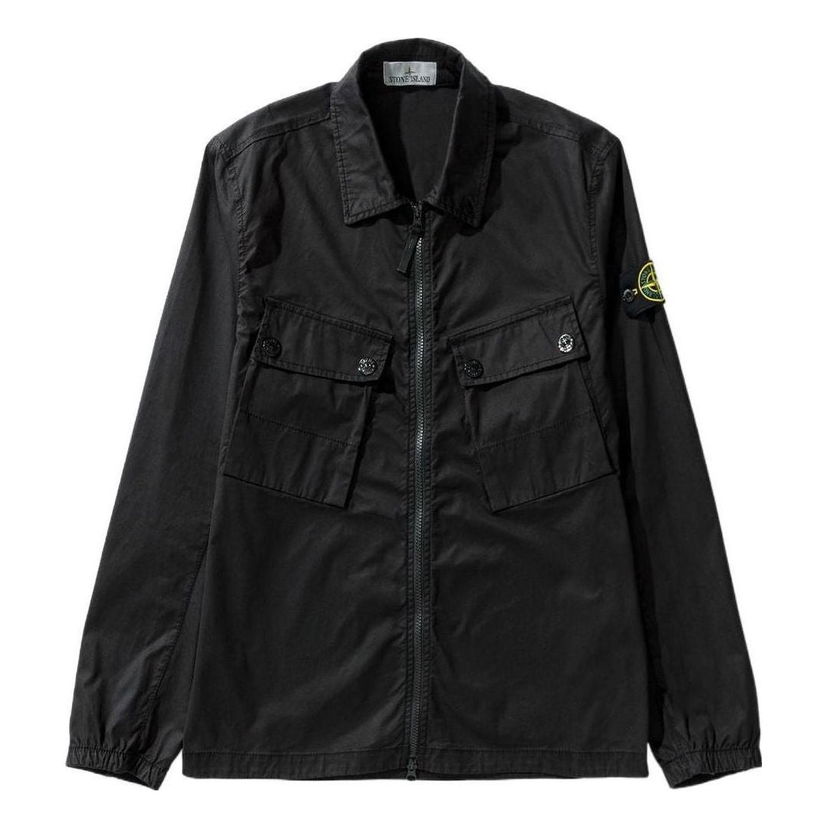 Vetrovka Stone Island Compass Patch Zip Up Shirt Črna | 771510910-V0029