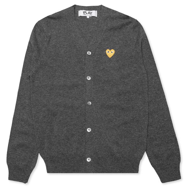 Pleteni pulover Comme des Garçons Play Heart Knit Cardigan Siva | AZ-N050-051-3
