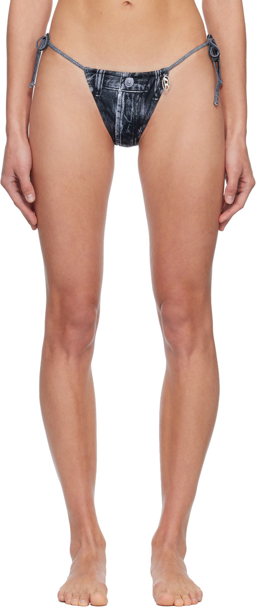 Kopalke Diesel Jodie-Dnm Denim Print Bikini Bottom Črna | A19158 0BNCW