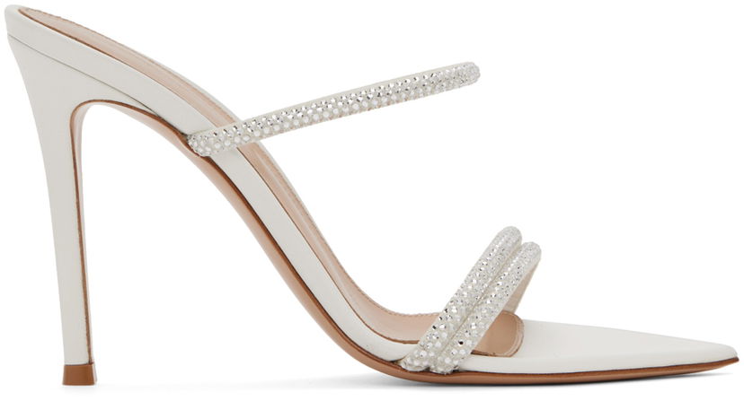 Superge in čevlji Gianvito Rossi Cannes Crystal-Embellished Satin Heeled Sandals Bela | G16090.15RIC.XCN