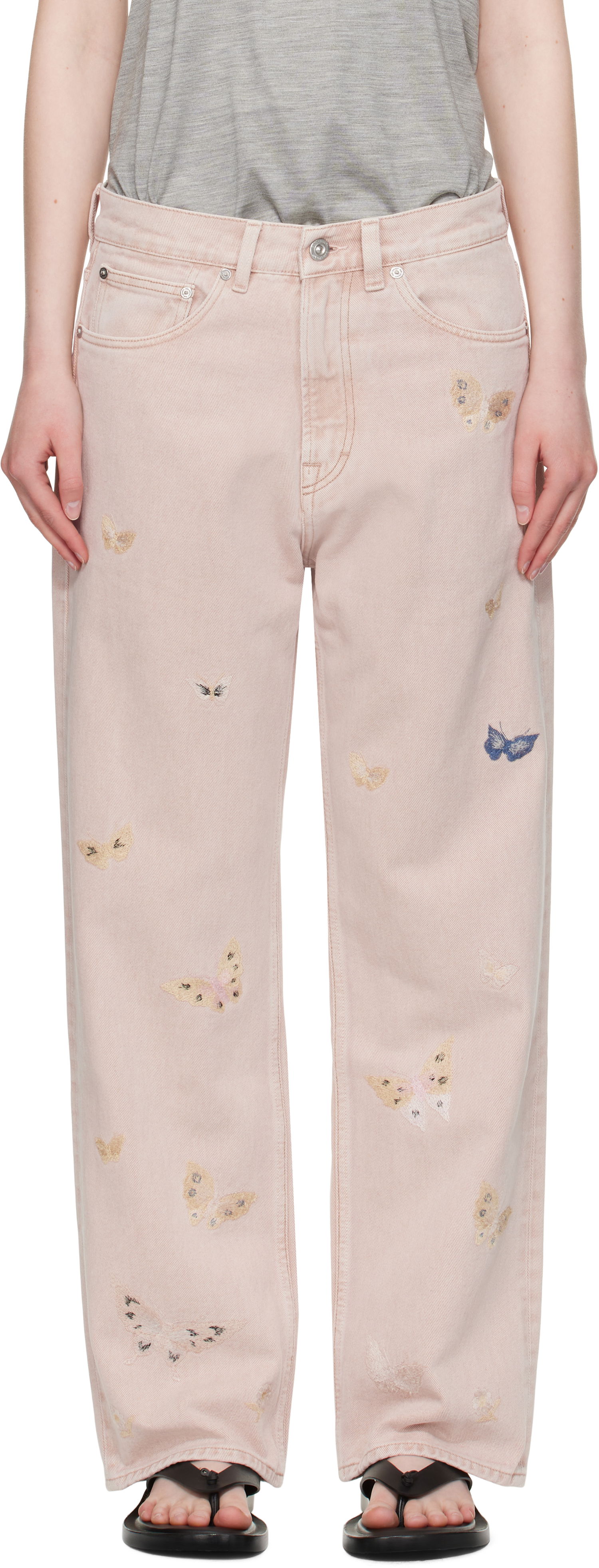 Kavbojke OUR LEGACY Our Legacy Third Cut Butterfly Embroidered Jeans Roza | M2255TRB, 0