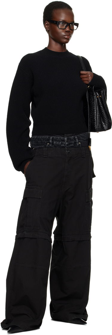 Cargo hlače Balenciaga Cropped Wool Sweater Črna | 808444 T1703, 3