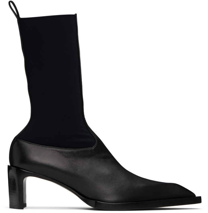 Superge in čevlji Jil Sander Jil Sander Leather Kitten Heel Ankle Boots Črna | J16WU0056_P5810