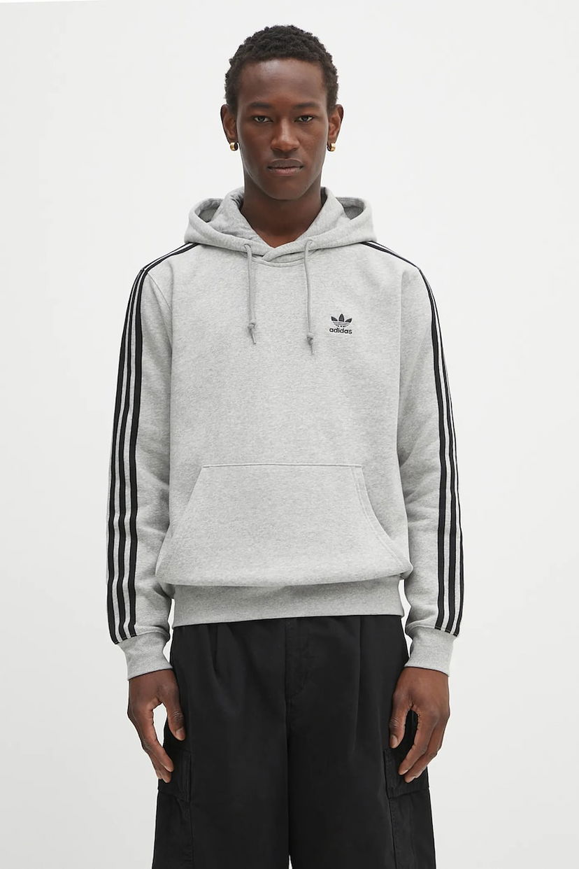 Pulover adidas Originals adidas Originals 3-Stripes Hoodie Siva | JY1376
