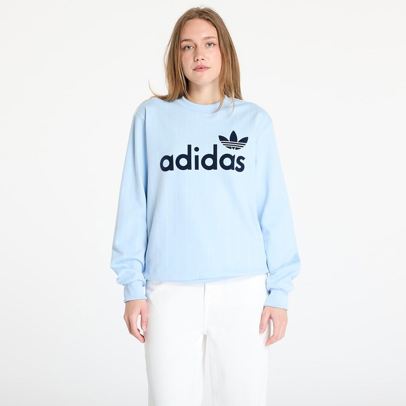 Pleteni pulover adidas Originals Pinstripe Graphic Sweatshirt Modra | JN1235