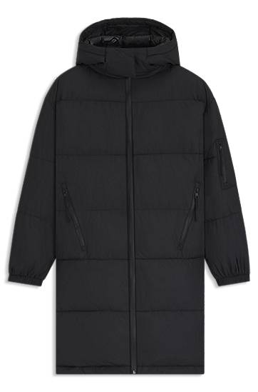 Parka BOSS Water-repellent Padded Parka Jacket with Detachable Hood Črna | 50546807